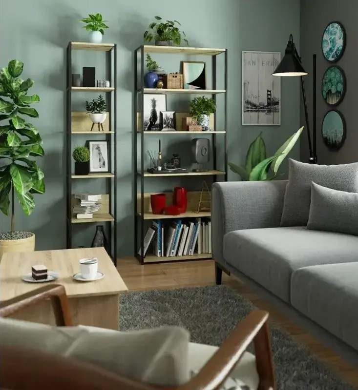 Стеллаж Akord Loft 40 6P (Black/Sonoma Oak)