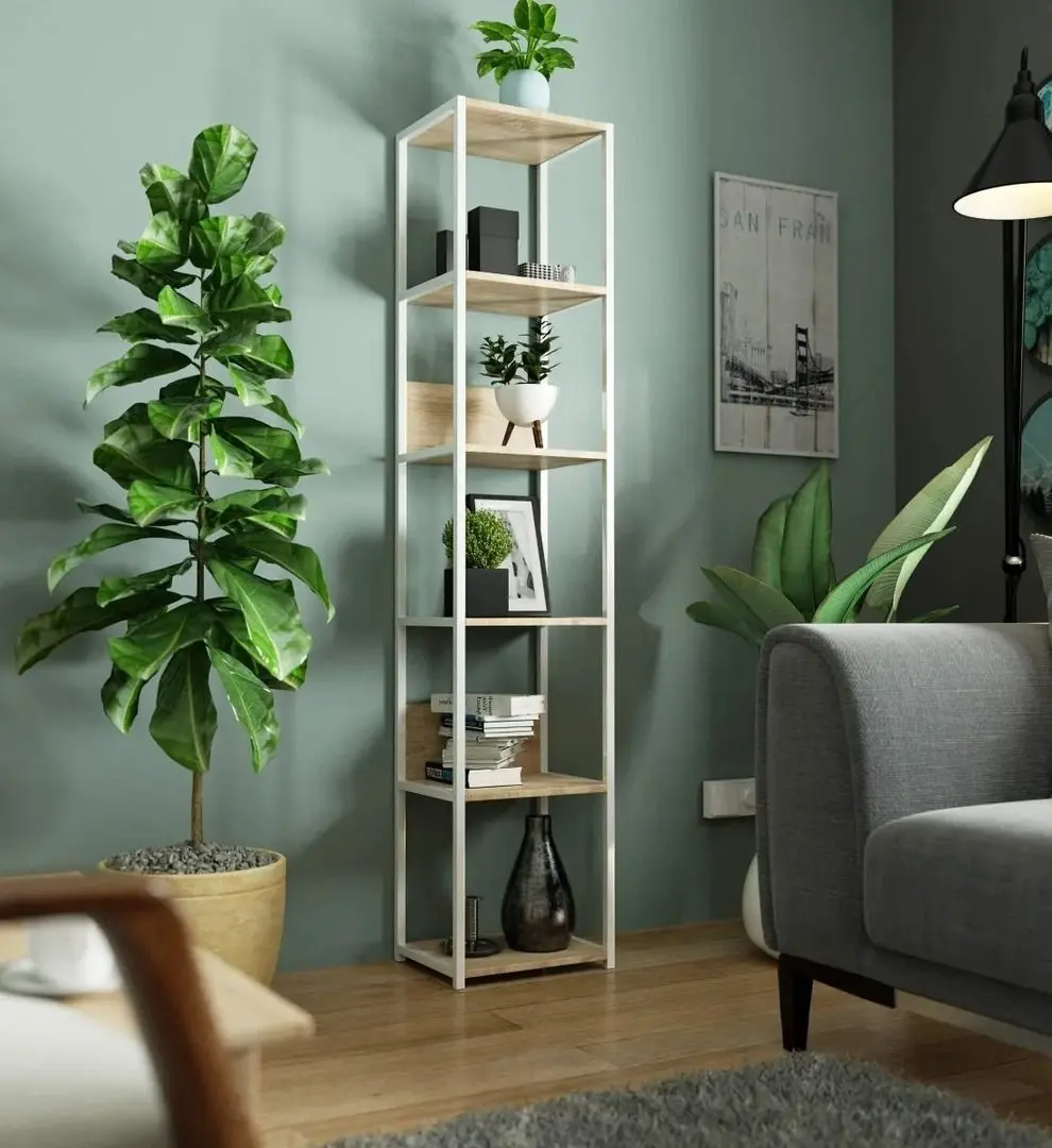 Etajera Akord Loft 40 6P (White/Sonoma Oak)