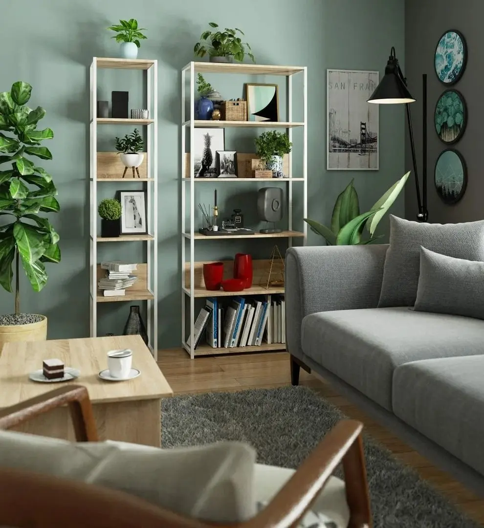 Etajera Akord Loft 40 6P (White/Sonoma Oak)