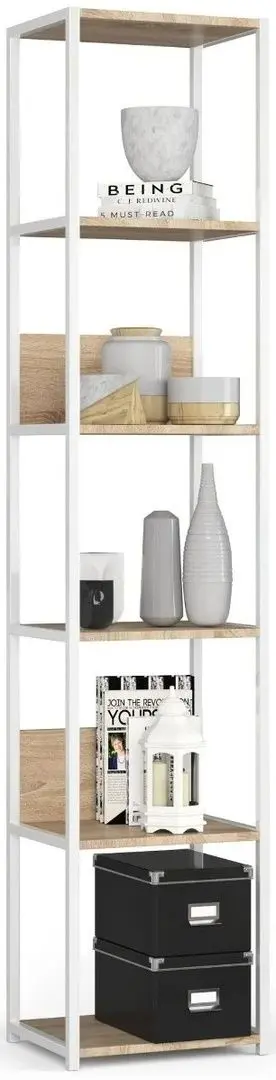 Etajera Akord Loft 40 6P (White/Sonoma Oak)