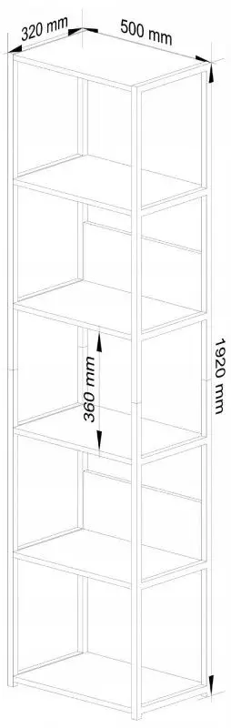 Etajera Akord Loft 50 6P (Black/Artisan Oak)