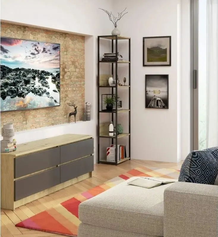 Etajera Akord Loft 50 6P (Black/Artisan Oak)