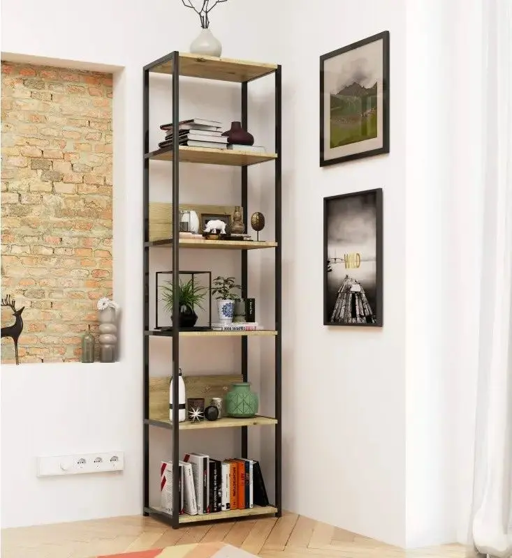 Etajera Akord Loft 50 6P (Black/Artisan Oak)