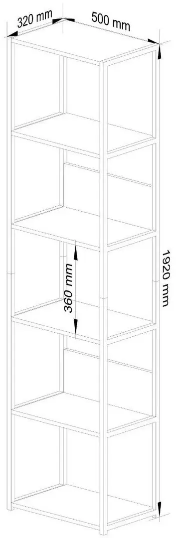 Стеллаж Akord Loft 50 6P (Black/Craft Oak)