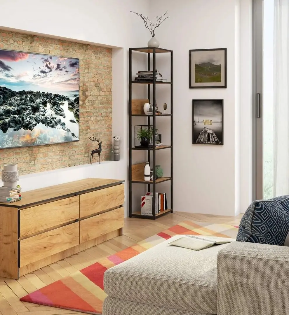 Стеллаж Akord Loft 50 6P (Black/Craft Oak)