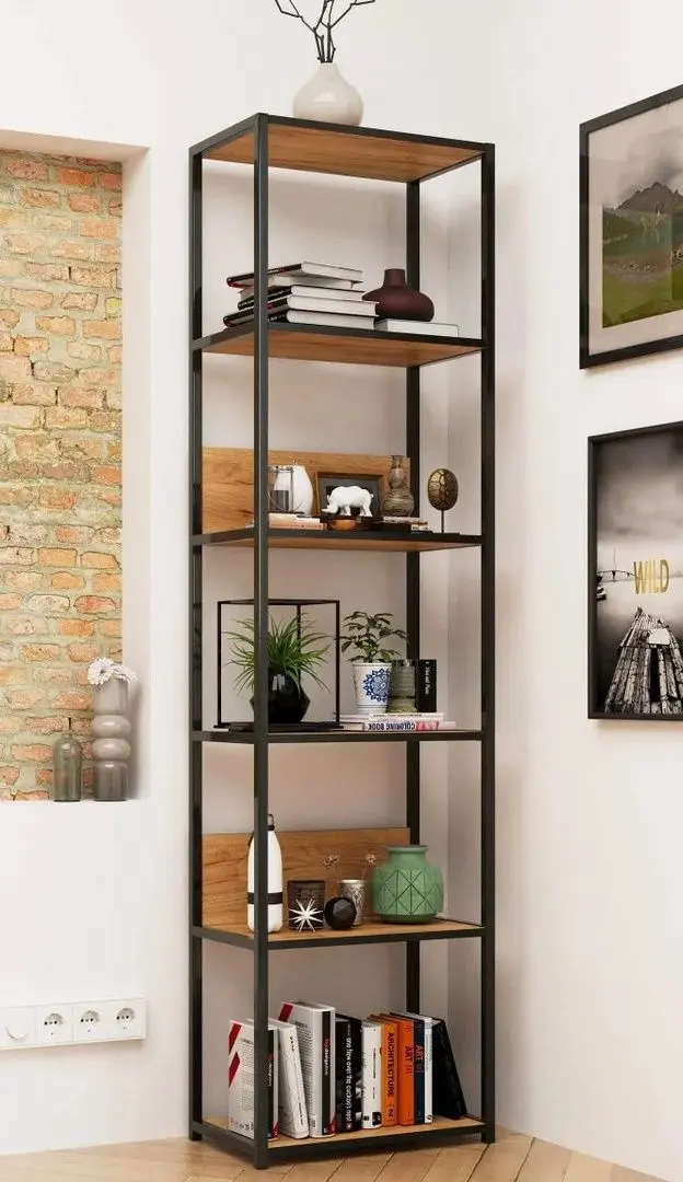 Стеллаж Akord Loft 50 6P (Black/Craft Oak)