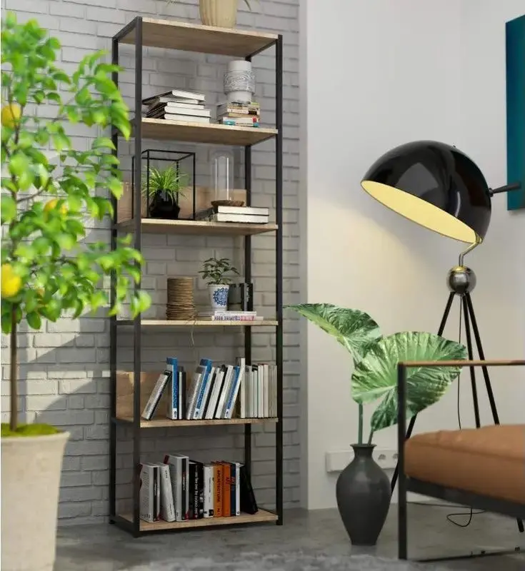 Etajera Akord Loft 60 6P (Black/Sonoma Oak)