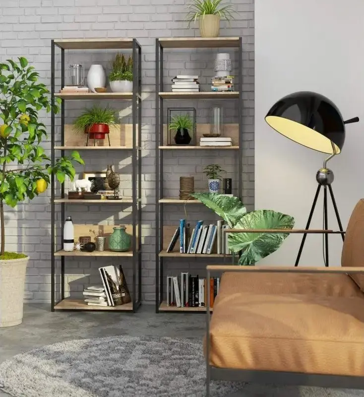 Etajera Akord Loft 60 6P (Black/Sonoma Oak)