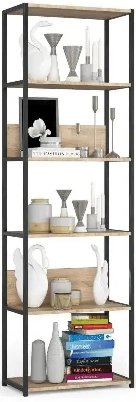 Etajera Akord Loft 60 6P (Black/Sonoma Oak)