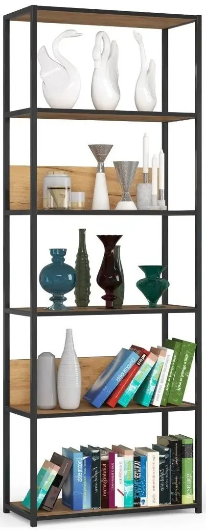 Стеллаж Akord Loft 70 6P (Black/Craft Oak)