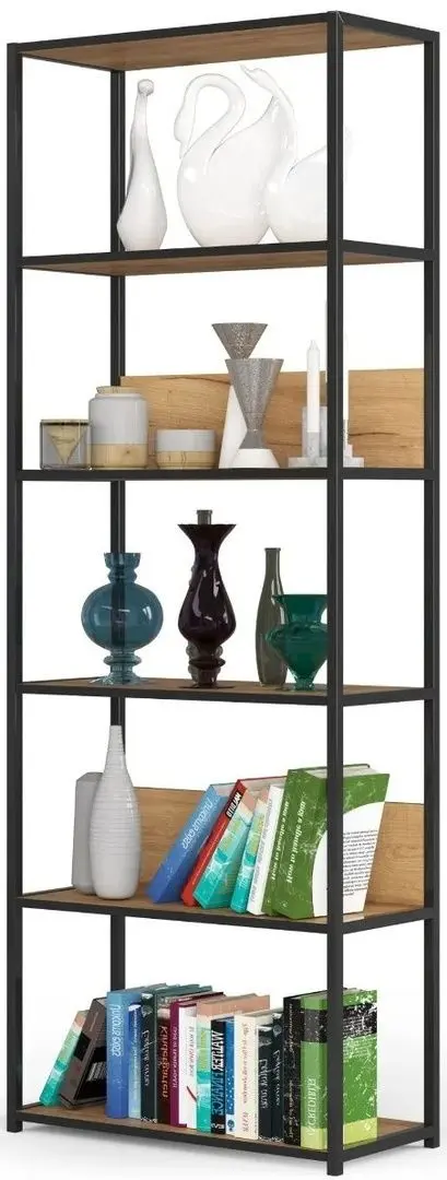 Стеллаж Akord Loft 70 6P (Black/Craft Oak)