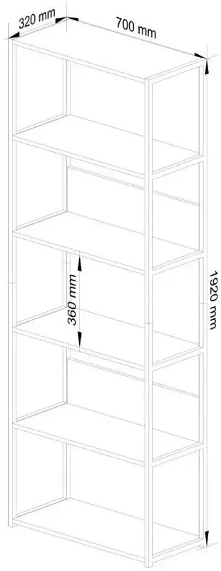 Etajera Akord Loft 70 6P (Black/Sonoma Oak)