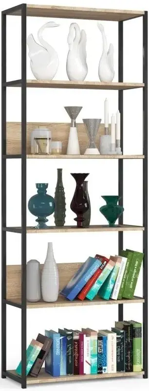 Etajera Akord Loft 70 6P (Black/Sonoma Oak)