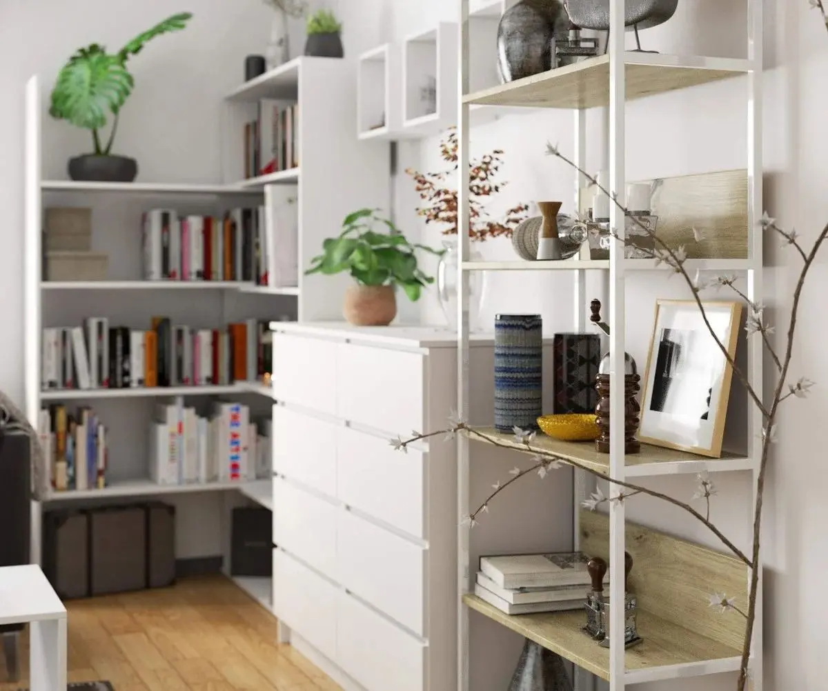 Etajera Akord Loft 70 6P (White/Artisan Oak)