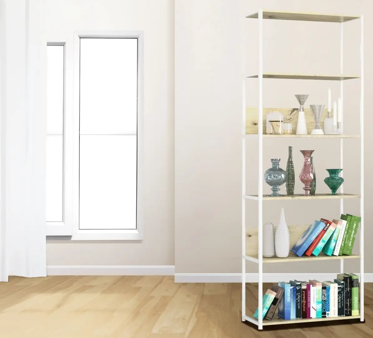 Etajera Akord Loft 70 6P (White/Artisan Oak)