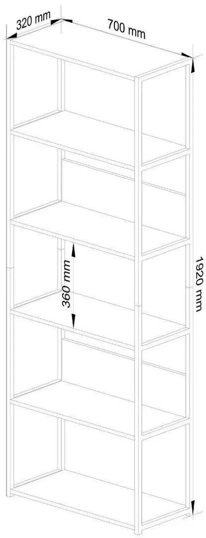 Etajera Akord Loft 70 6P (White/Black)