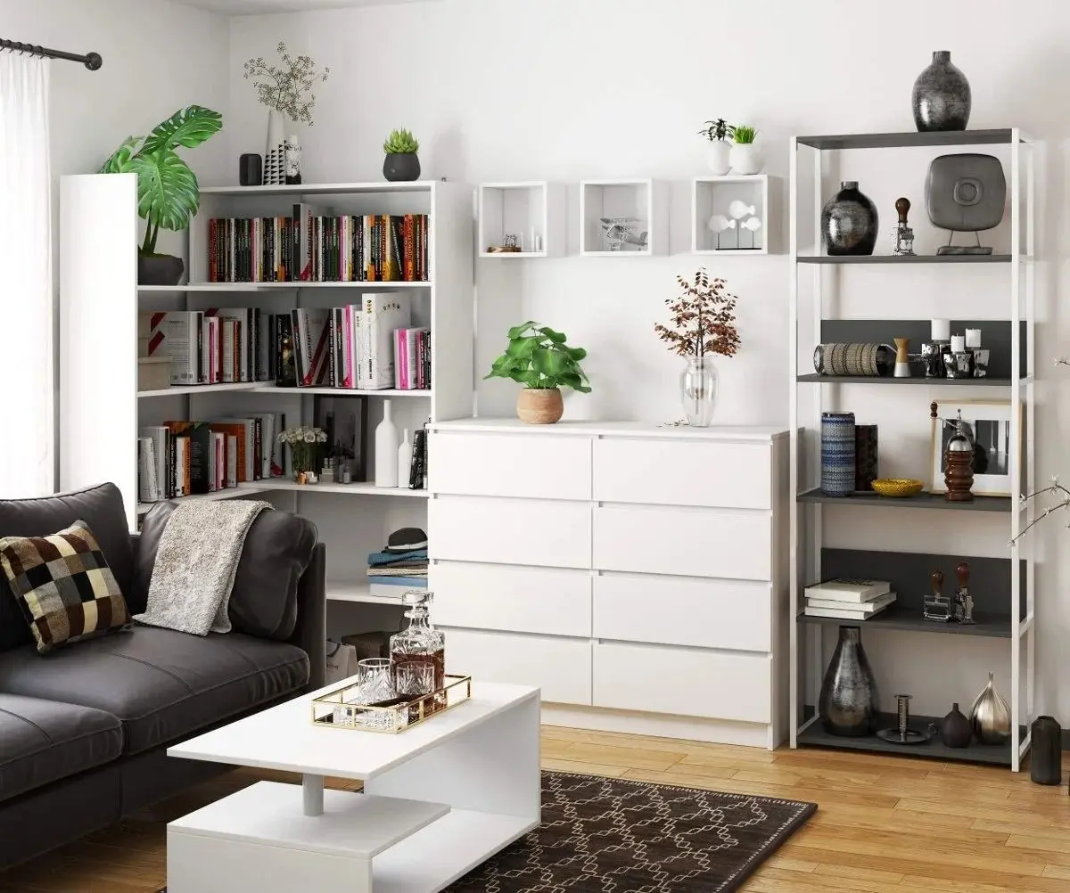 Etajera Akord Loft 70 6P (White/Black)