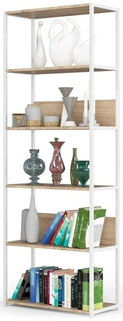 Etajera Akord Loft 70 6P (White/Sonoma Oak)