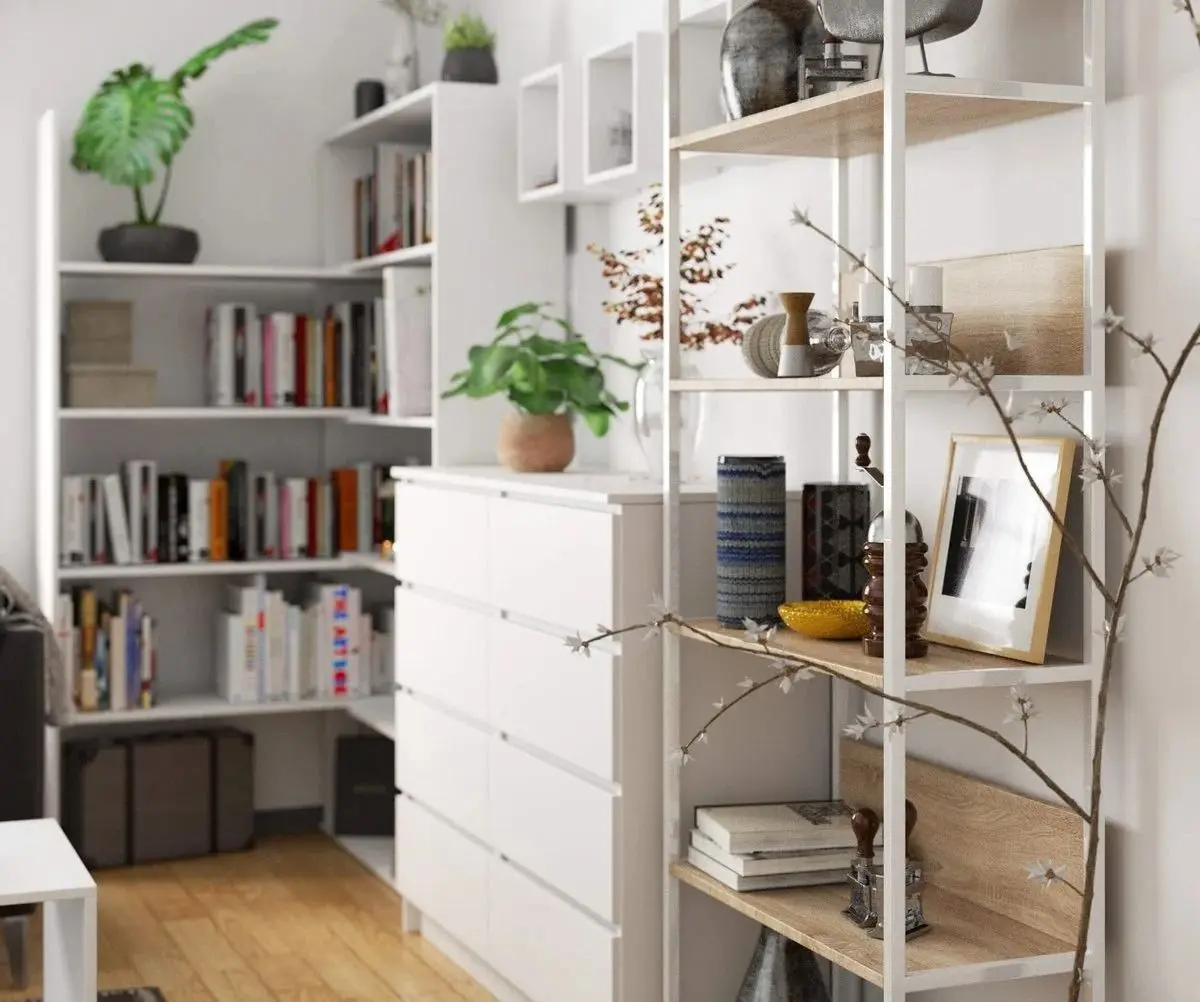 Etajera Akord Loft 70 6P (White/Sonoma Oak)