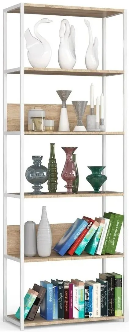 Etajera Akord Loft 70 6P (White/Sonoma Oak)