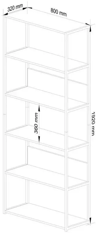 Etajera Akord Loft 80 6P (Black/Artisan Oak)
