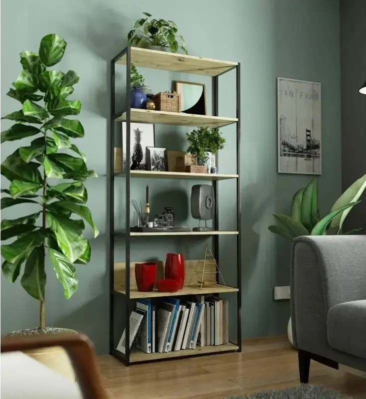 Etajera Akord Loft 80 6P (Black/Artisan Oak)