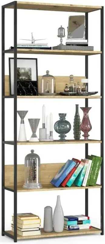 Etajera Akord Loft 80 6P (Black/Artisan Oak)