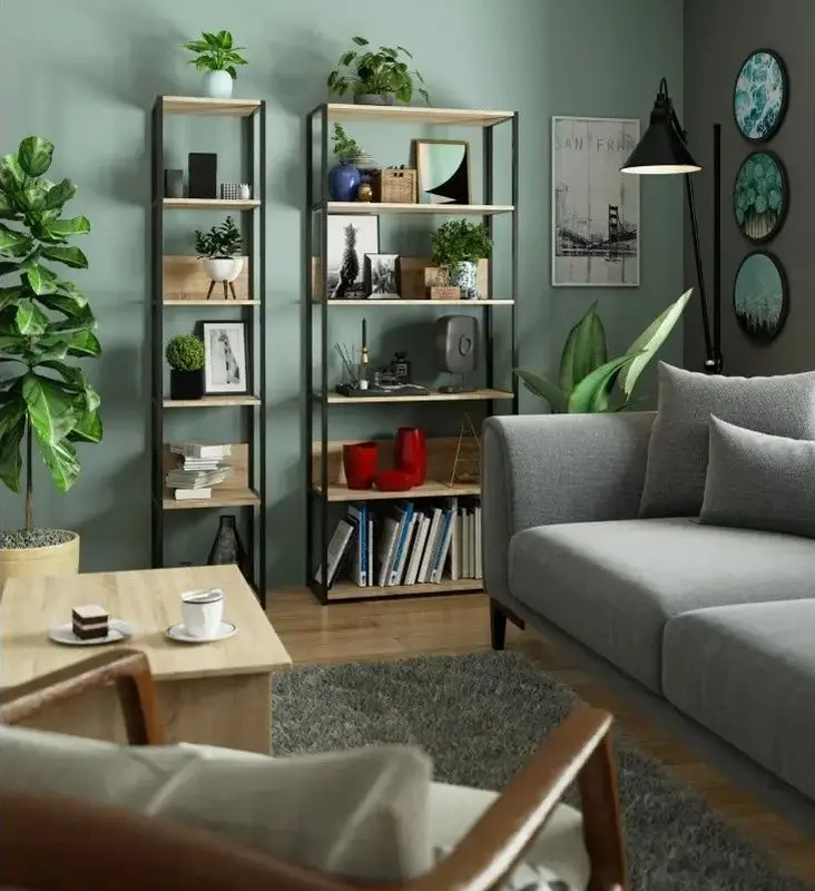 Etajera Akord Loft 80 6P (Black/Sonoma Oak)