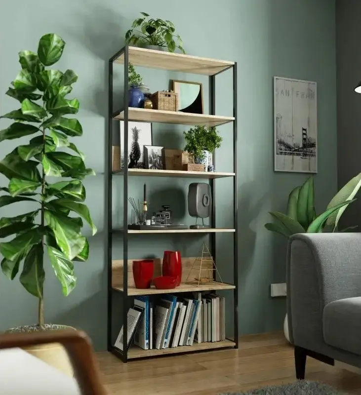 Etajera Akord Loft 80 6P (Black/Sonoma Oak)