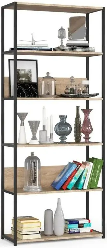 Etajera Akord Loft 80 6P (Black/Sonoma Oak)