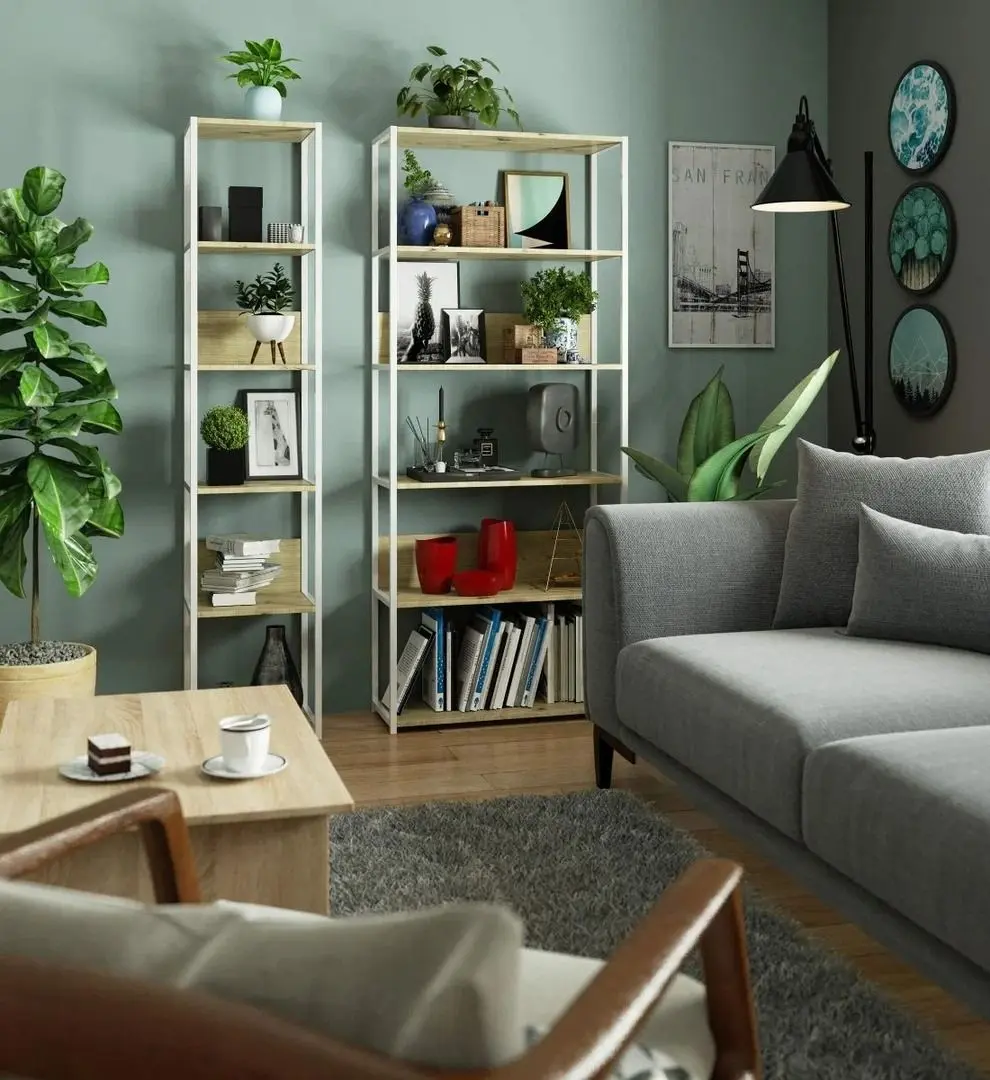 Etajera Akord Loft 80 6P (White/Artisan Oak)