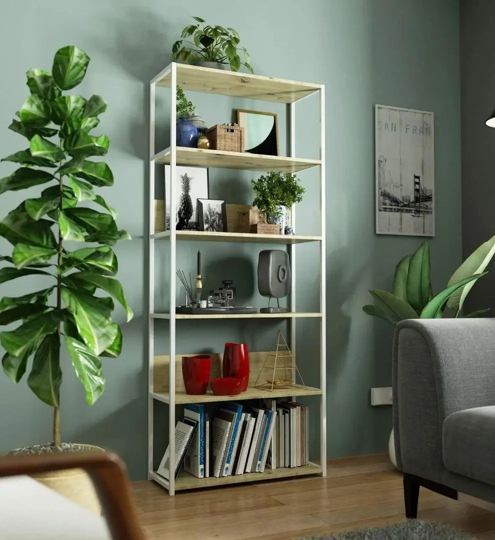 Etajera Akord Loft 80 6P (White/Artisan Oak)