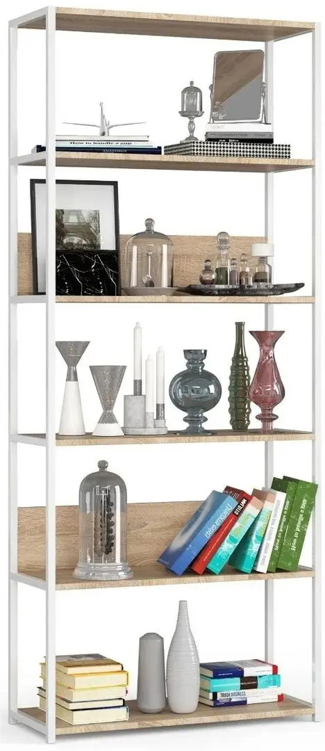 Etajera Akord Loft 80 6P (White/Sonoma oak)