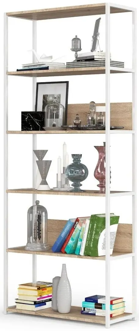 Etajera Akord Loft 80 6P (White/Sonoma oak)