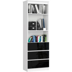 Стеллаж Akord R 60cm CLP 3SZ2P (White/Black Gloss) Thumb