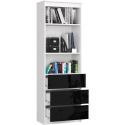 Стеллаж Akord R 60cm CLP 3SZ2P (White/Black Gloss) Thumb