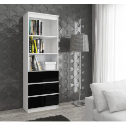 Стеллаж Akord R 60cm CLP 3SZ2P (White/Black Gloss)