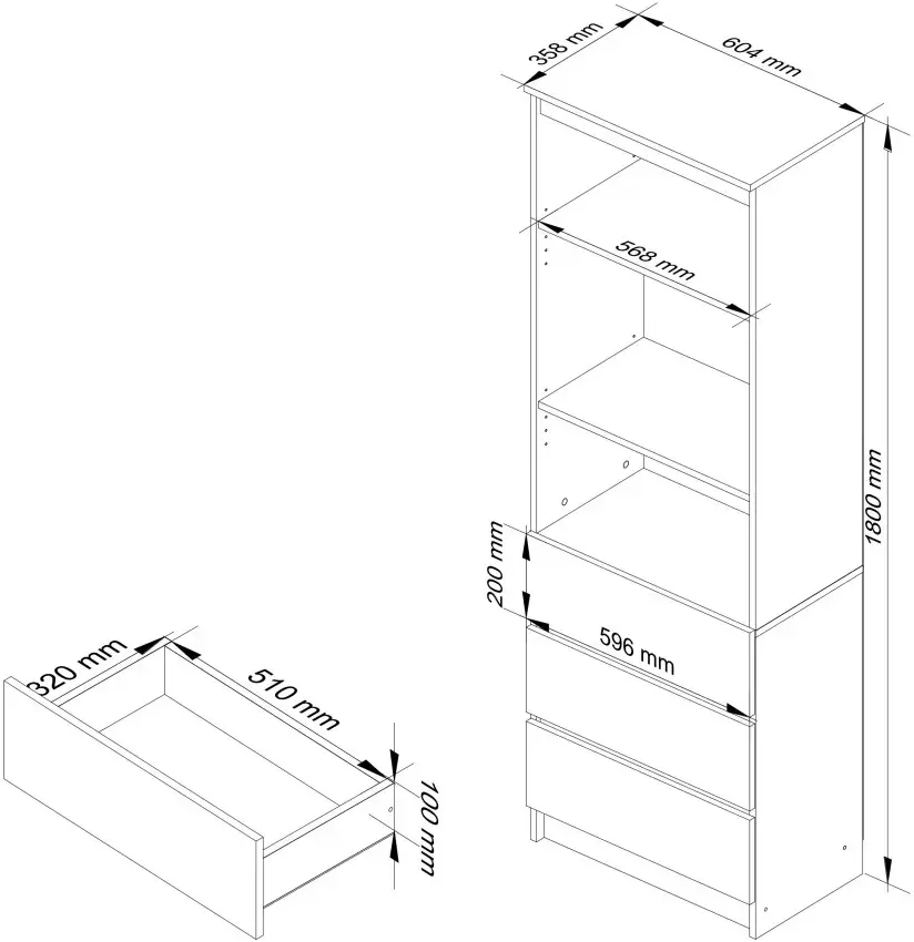 Etajera Akord R 60cm CLP 3SZ2P (White/White Gloss) - 5