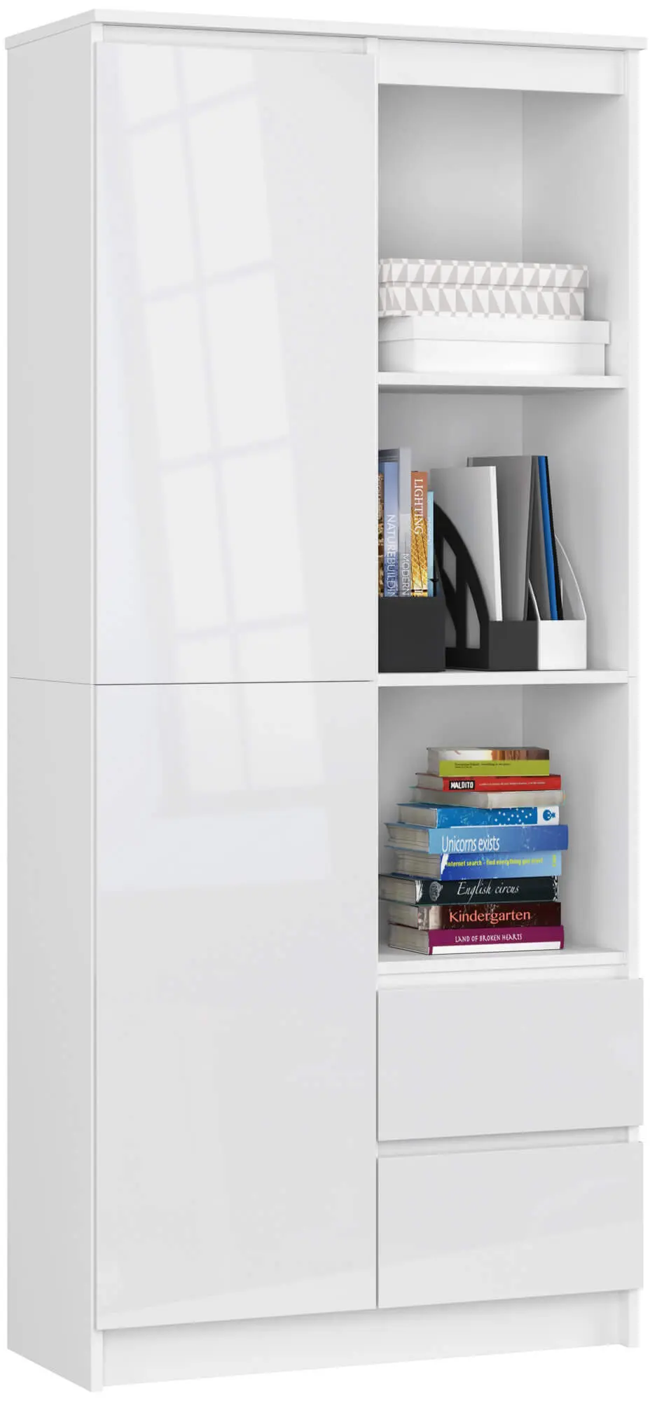 Etajera Akord R 80cm R11 (White/Glossy White)