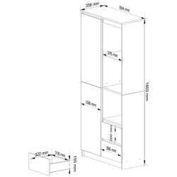 Etajera Akord R 80cm R11 (White/Glossy White) Thumb