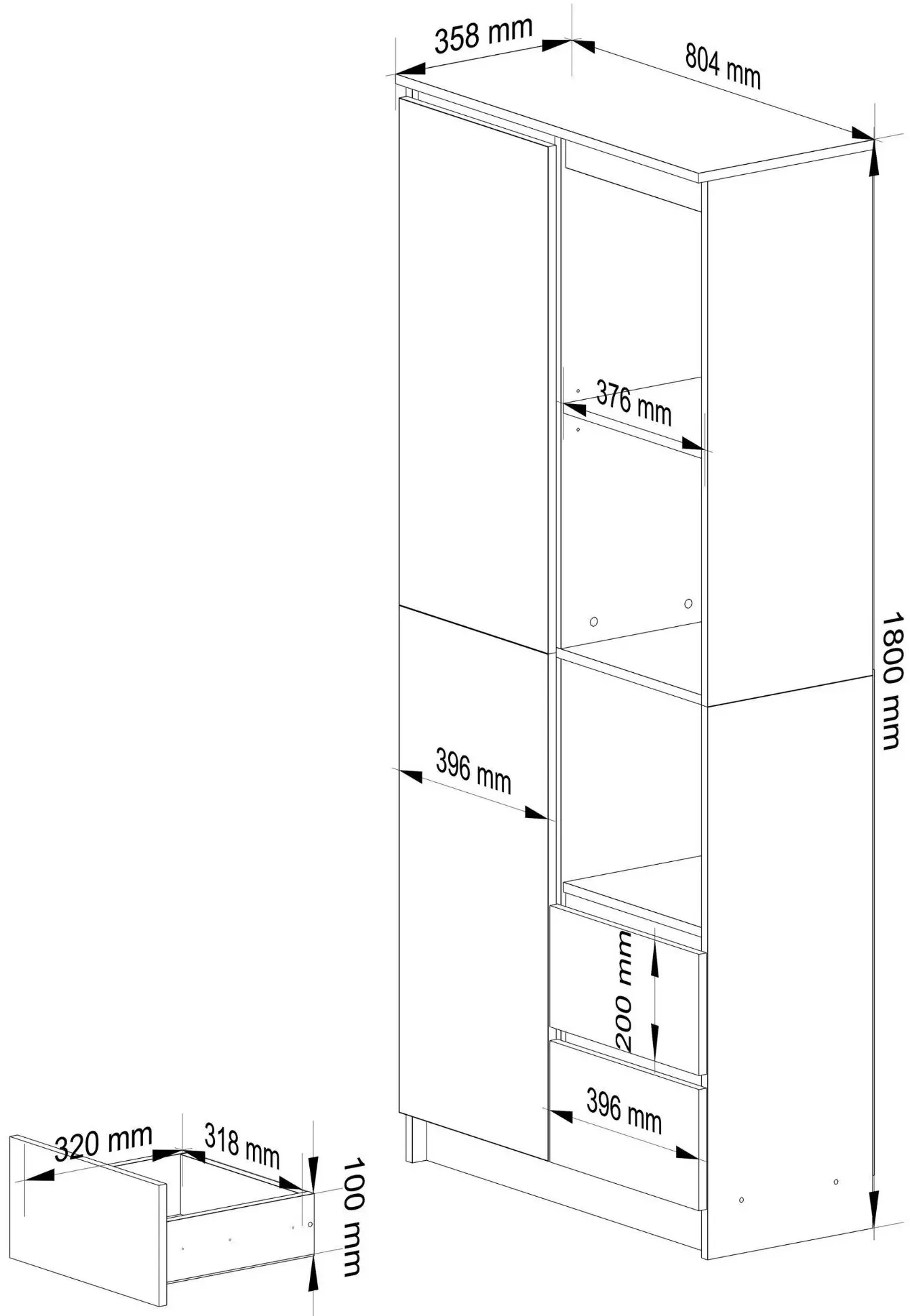 Etajera Akord R 80cm R11 (White/Glossy White)