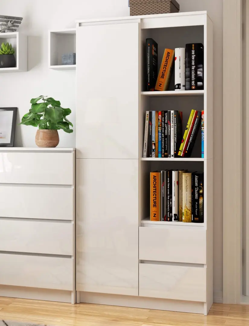 Etajera Akord R 80cm R11 (White/Glossy White)