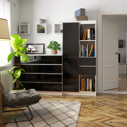 Etajera Akord R 80cm R15 (White/Black Gloss) Thumb