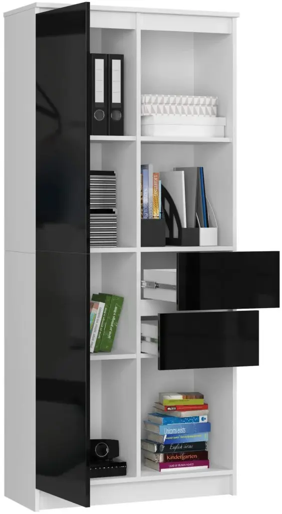 Etajera Akord R 80cm R15 (White/Black Gloss)