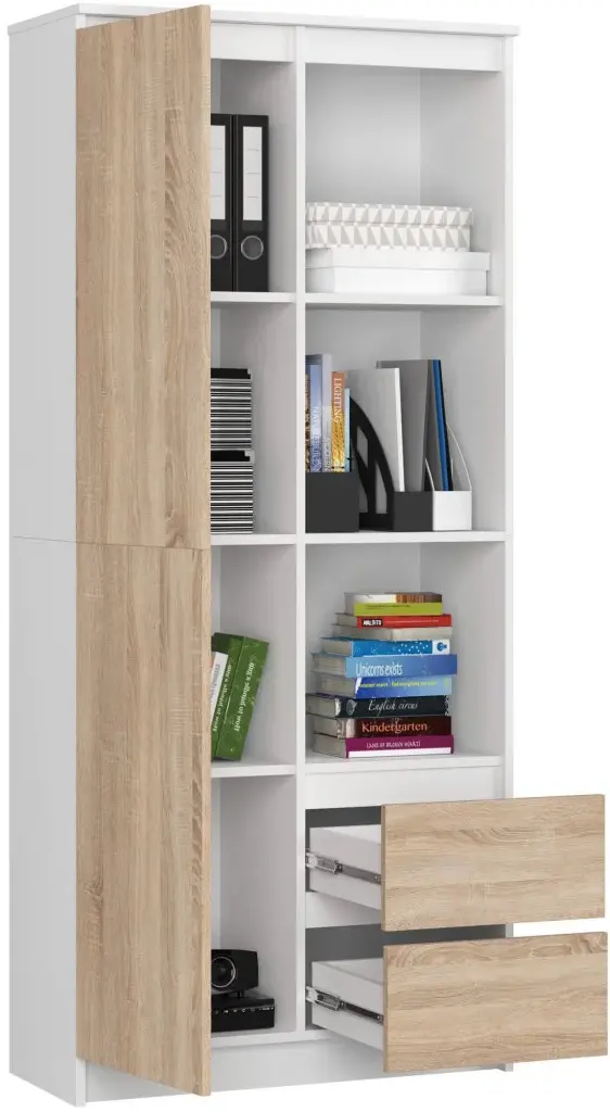 Etajera Akord R11 80cm 1D 2SZ (White/Sonoma Oak)