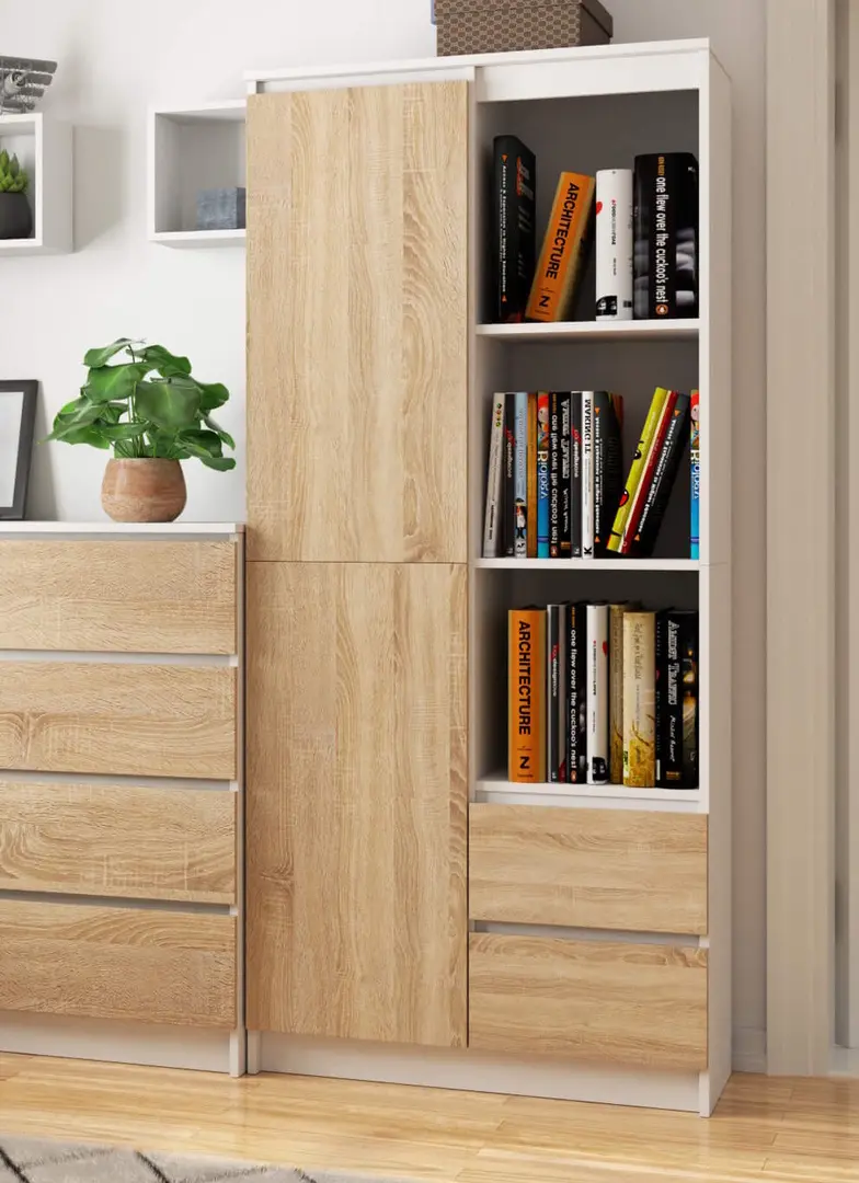 Etajera Akord R11 80cm 1D 2SZ (White/Sonoma Oak)