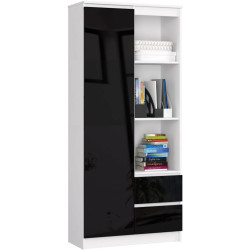 Стеллаж Akord R11 R 80cm CLP PK (White/Black Gloss) Thumb