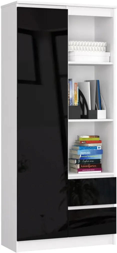 Стеллаж Akord R11 R 80cm CLP PK (White/Black Gloss) - 2