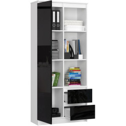 Стеллаж Akord R11 R 80cm CLP PK (White/Black Gloss) Thumb