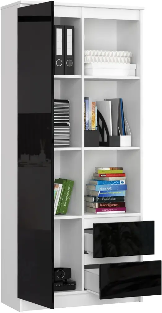 Стеллаж Akord R11 R 80cm CLP PK (White/Black Gloss) - 3